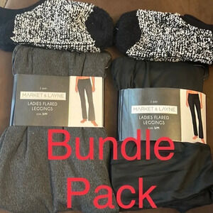 2 pair Ladies Flared Leggings 2 pair cozy sock liners